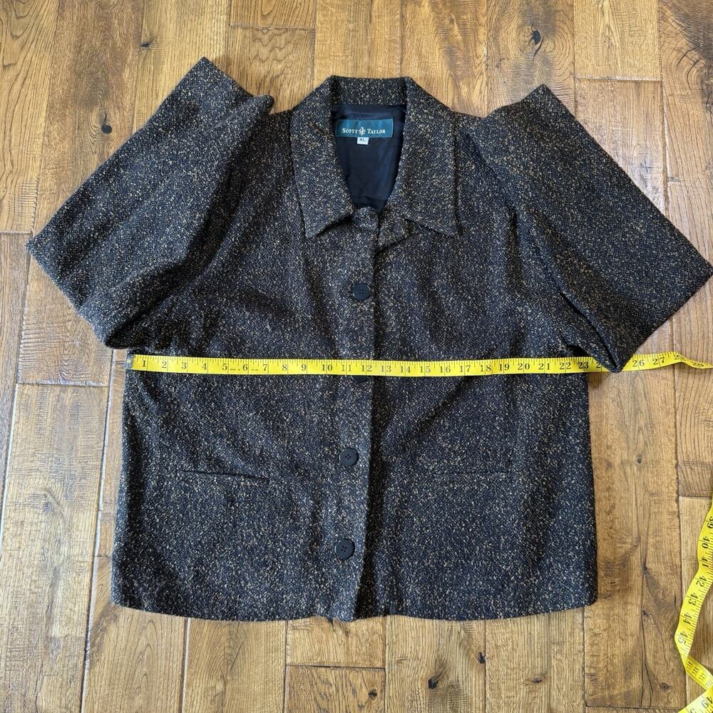VTG Scott Taylor Womens Black Tweed Knit Blazer Jacket Size XL Button Front - Picture 4 of 6